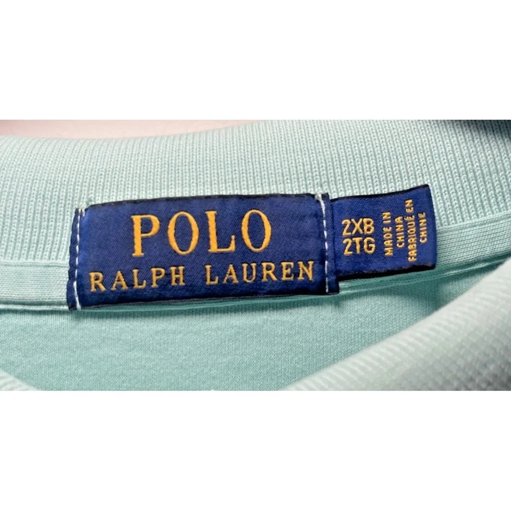 Polo Ralph Lauren 2XB Big Tall Polo Shirt Aqua Blue Purple Pony Golf